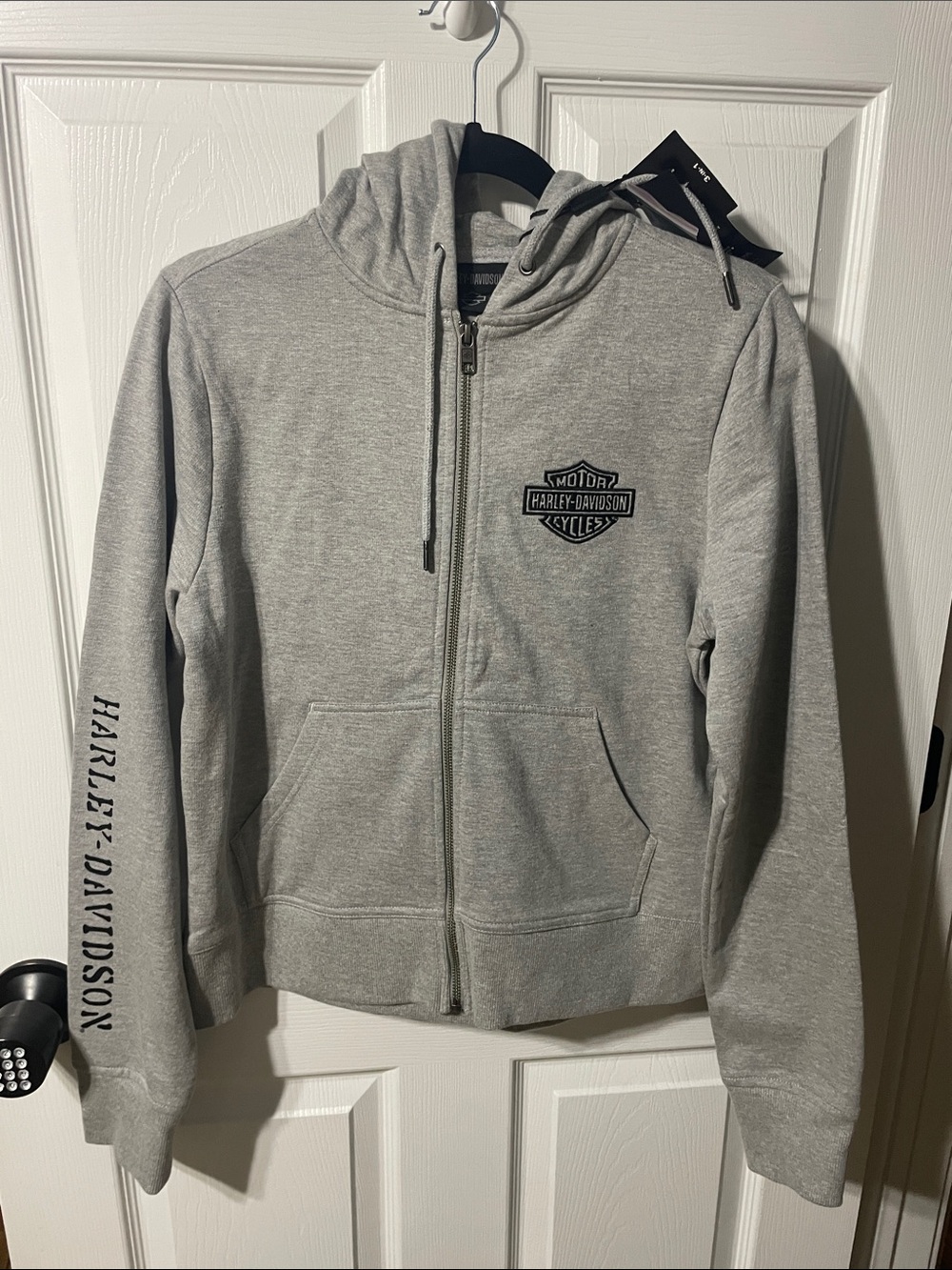 Harley-Davidson Light Gray Zip Hoodie with Logo